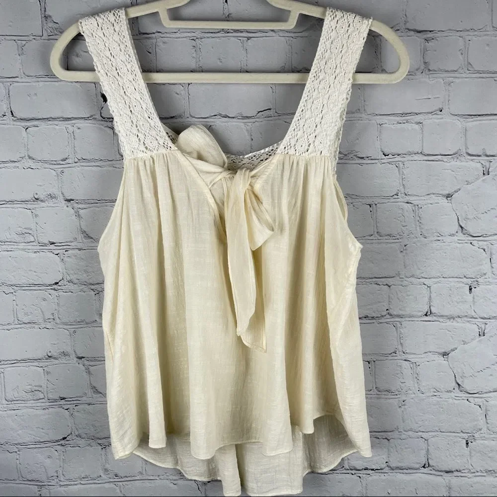 MADEWELL lightweight cotton blend beige crochet tie-back tank top, size XL - Picture 5 of 16